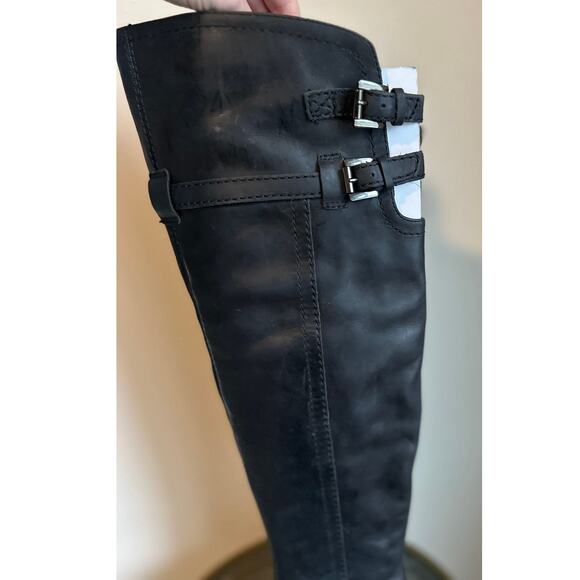 NWOT SAM EDELMAN Black Leather Sutton Over the Knee Heeled Boots Size 6.5M - Picture 7 of 9